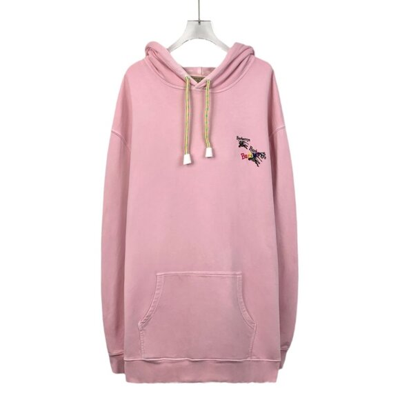 Burberry Pink Embroidered Cotton Hoodie XL Long-Sleeve Sweatshirt
